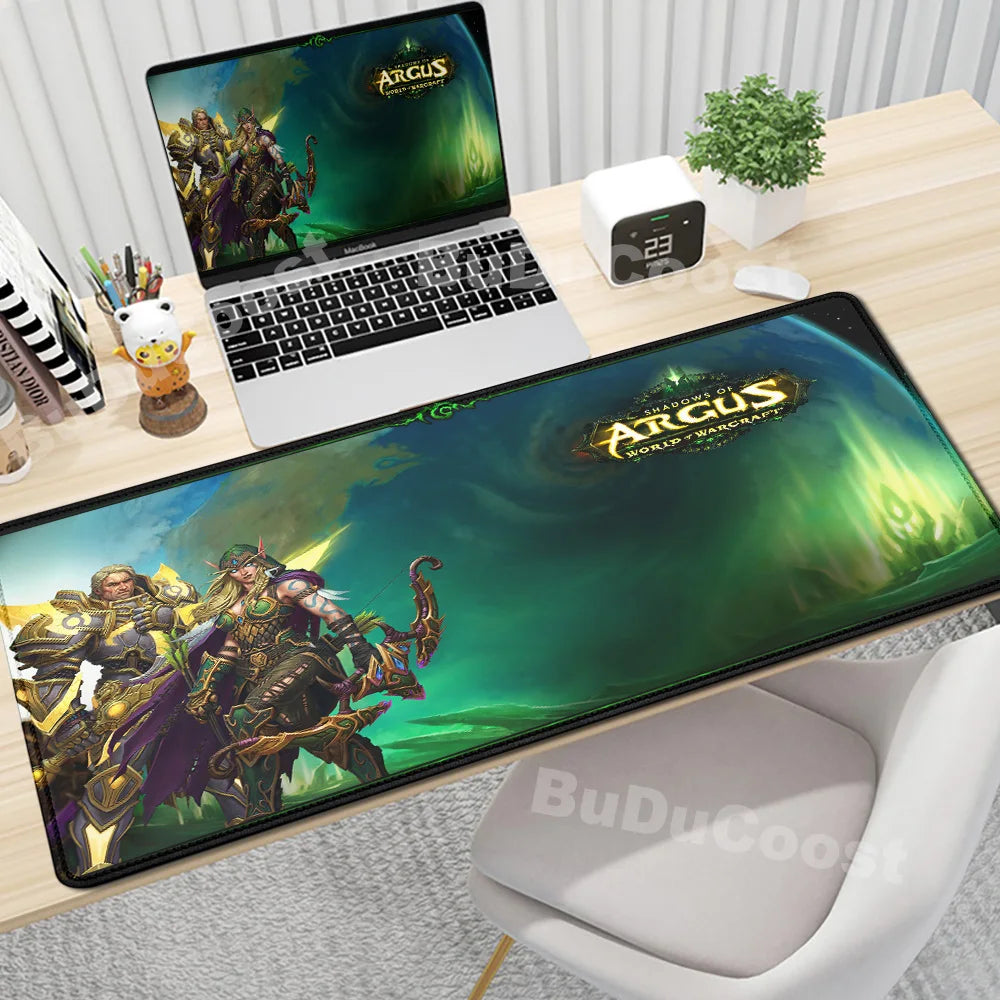 Anime World of Warcraft skrivbordsunderlägg, gamingmusmatta, datortillbehör, XXL, Lock Edge, tangentbord, musmatta, Gamer Mause, kontorsmattor