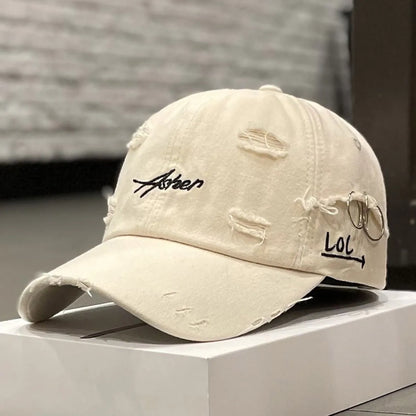 Șepci de baseball unisex Asher cu broderie, cu găuri și inel metalic, reglabile, pentru activități în aer liber, de primăvară și toamnă, casual, cu protecție solară