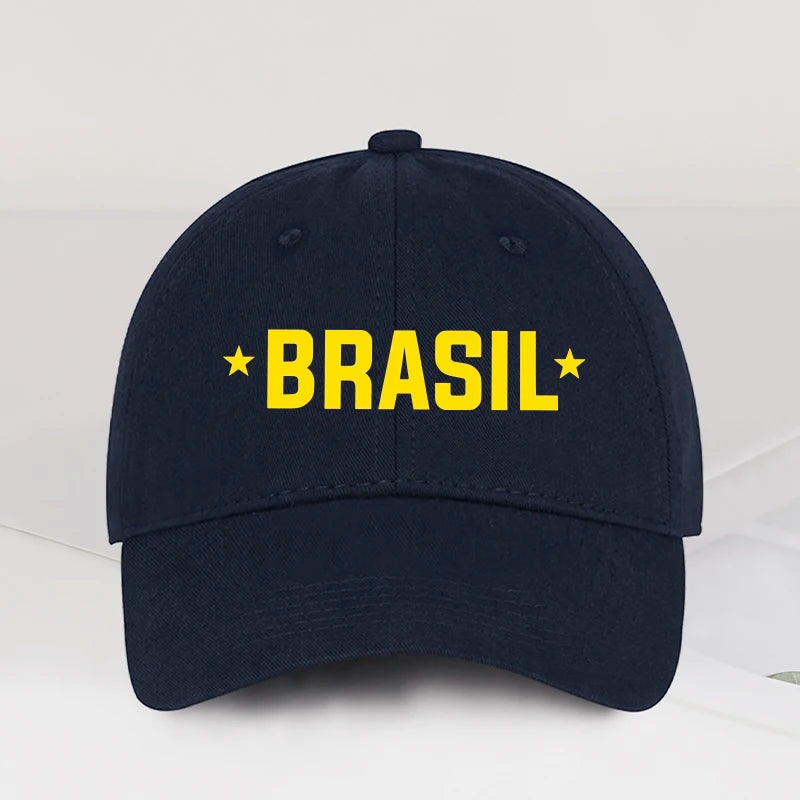 Brazil Fans “BRASIL” Printed Soft-Peak Baseball Cap – Unisex Adjustable Sun Hat for Soccer Enthusiasts – Father's Day Gift