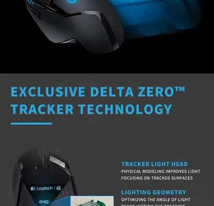 Ratón gaming con cable Logitech G402, procesador ARM de 32 bits, 8 botones, 500 IPS, antideslizante, para sesiones de juego y trabajo durante todo el día