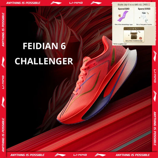 Li-Ning Men's FEIDIAN 6 CHALLENGER Racing Running Shoes SUPER BOOM Lightweight Reflective LiNing Competition Sneakers ARMW003