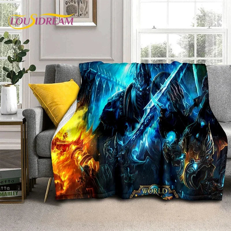 3D World of Warcraft-spil WOW Lich King DH-tæppe, blødt tæppe til hjemmet, soveværelset, sengen, sofaen, picnic, rejser, kontoret og børn