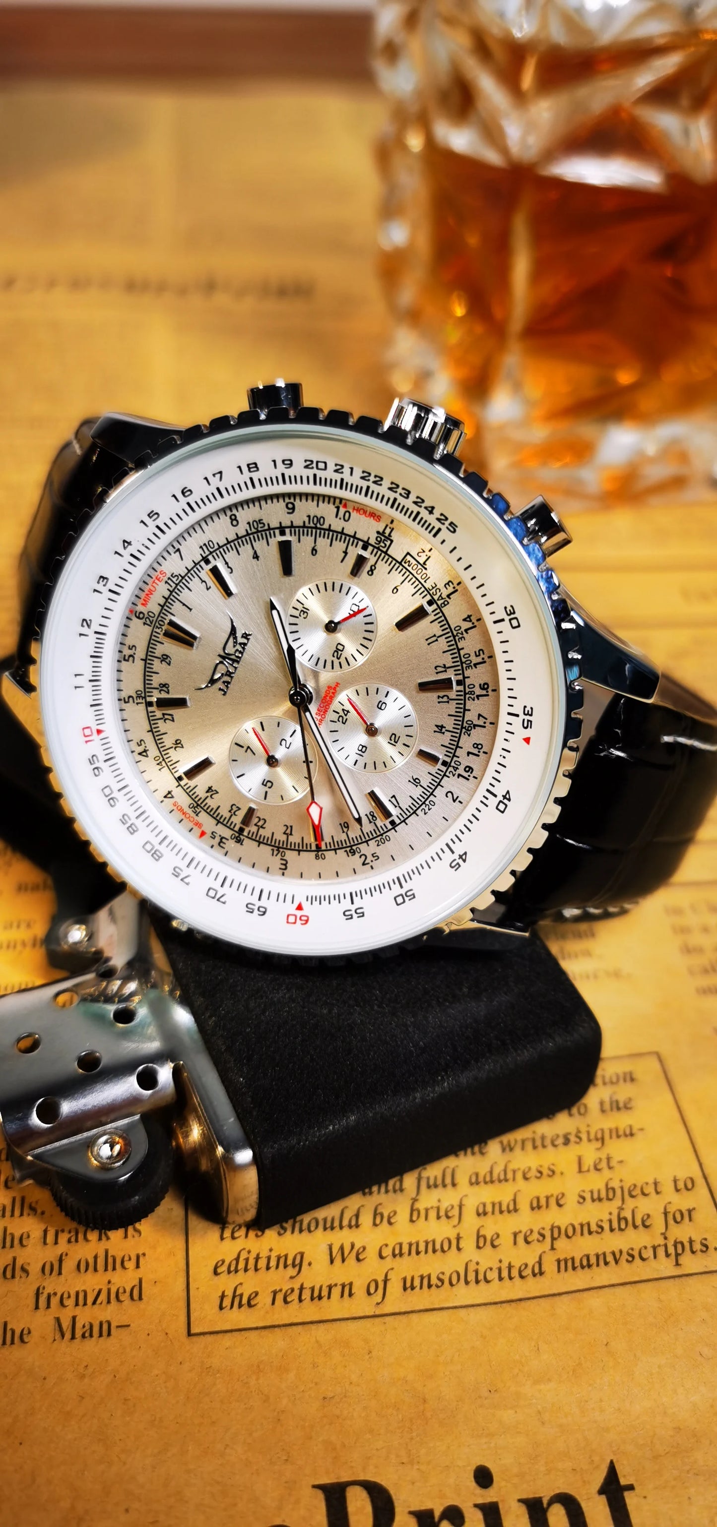JARAGAR Pilot Automatic Watch for Men Military Multifunction Sub-Dials Mechanical Watches Top Brand Luxury Leather Strap Clock