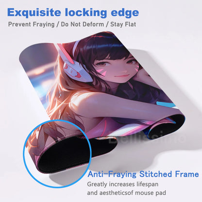 Accessori gaming O-Overwatch D-D.va Tappetino mouse grande Tappetino per tastiera e mouse PC Scrivania XXL Tappetini estesi Gamer Mausepad