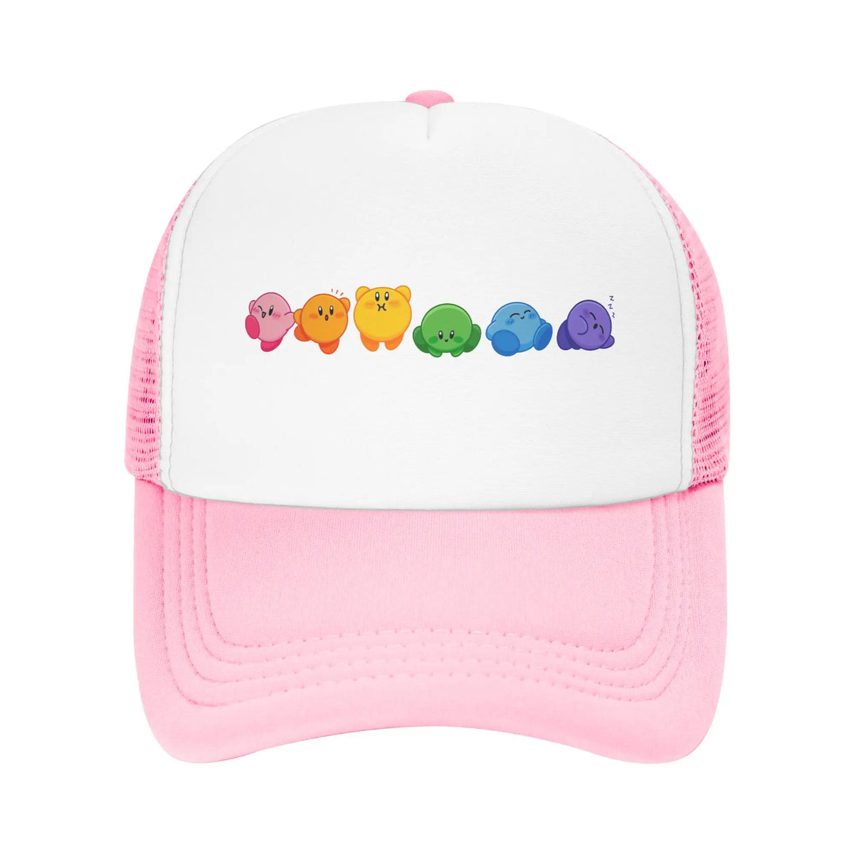 Suaugusiųjų „Kirbys Rainbow“ trukerių kepurės, vintage tinklinės beisbolo kepurės, „snapback“ kepurės, „dad hat“ kepurės, saulės kepurės, kvėpuojančios sportinės kepurės, didmeninė prekyba, naujos