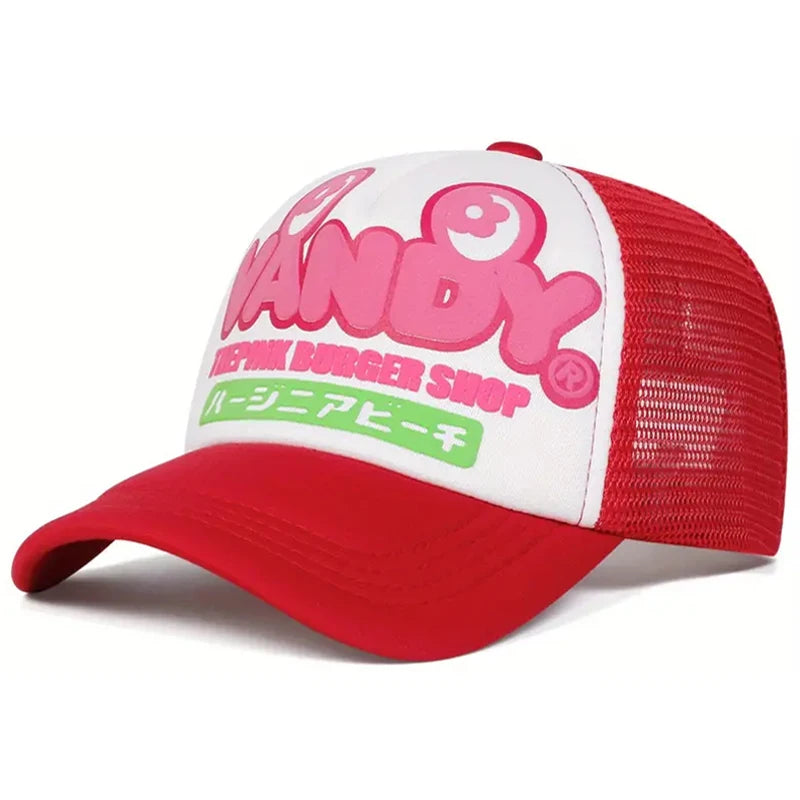 2025 Simple New Net Cap VANDY Japanese Printed Fashion Street Hip Hop Hat Outdoor Leisure Daily Sunshade Hat Unisex Baseball Hat