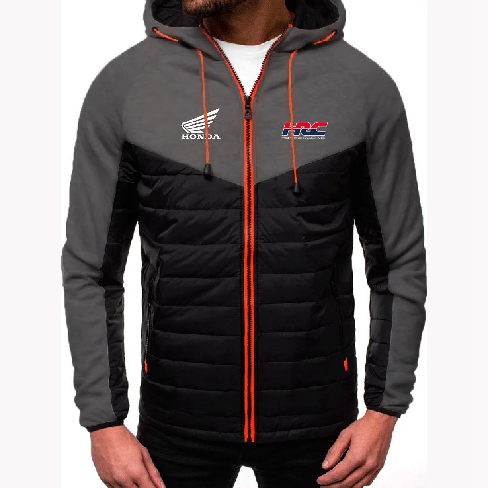 2025 Spring And Autumn Comfortable Jacket Slim Coat Men's New Seven-color Cotton-padded Honda racing Print Patchwork Hoodies
