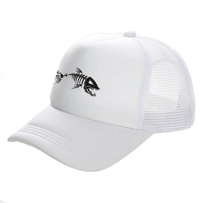 Fishbone Trucker Cap Men Fishing Skeleton Fish Bone Baseball Caps Unisex Mesh Net Hats MZ-496