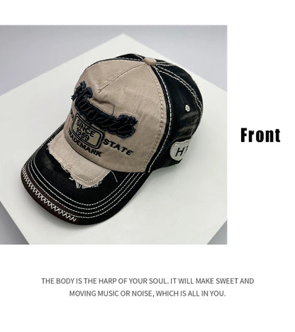 Gorras de béisbol vintage coreanas lavadas para hombre y mujer, de algodón, con cierre snapback, bordado de letras, versátiles, modernas e informales con efecto desgastado