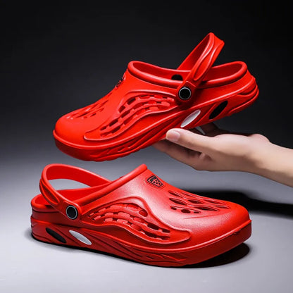 Sandales légères d'été pour hommes, chaussures décontractées, sabots troués, pantoufles plates de plage pour hommes, grande taille 49