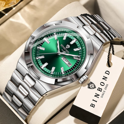 BINBOND stainless steel quartz watches for men – Luxury, water-resistant and luminescent watch – Original men’s model