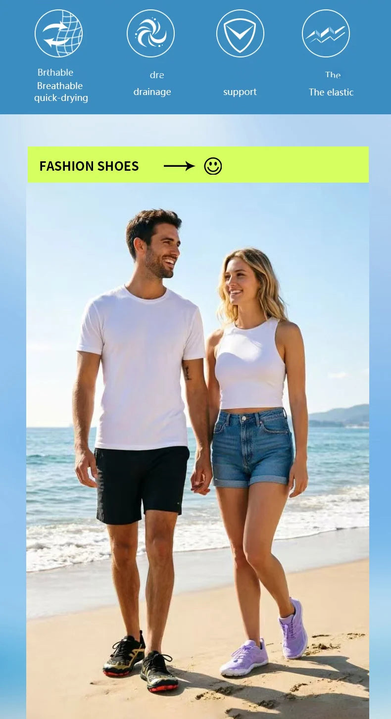 Couple Outdoor Sports Aqua Shoes, Barefoot Shoes, Quick-Dry Beach Swimming Fitness Wading Hiking Cycling Water Sneakers Shoes