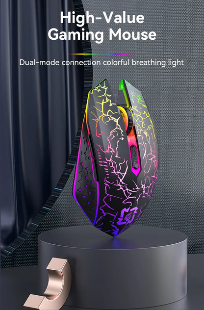 2.4GHz Bluetooth trådløs mus, genopladelig RGB-baggrundsbelysning, 1600 DPI, ergonomisk designet gamingmus til PC, laptop og Macbook