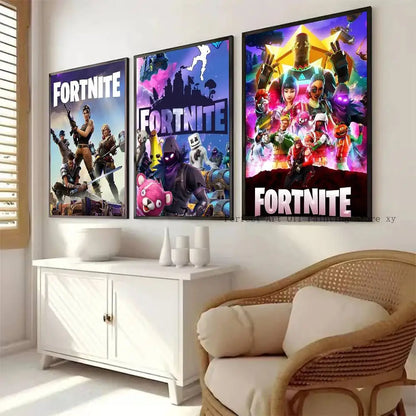 Game-F-F-Fortnites Poster, selbstklebend und wasserfest, ideal für Wohnzimmer, Schlafzimmer und Bar-Dekoration