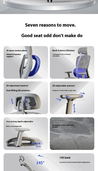 Gaming Chair Office Desk Ergonomic Computer Adjustable Armrests 3D Headrest Chair Lift Chair Back Can Tilt Back with Foot Pedals