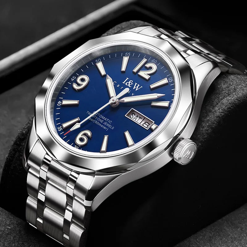 Reloj CARNIVAL luxury mechanical men’s watch in tungsten, MIYOTA 8205 automatic movement, water-resistant.