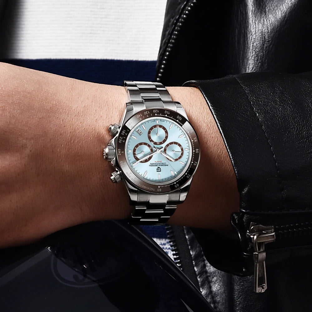PAGANI DESIGN men’s chronograph watch – Luxury quartz wristwatch, luminous and water-resistant.