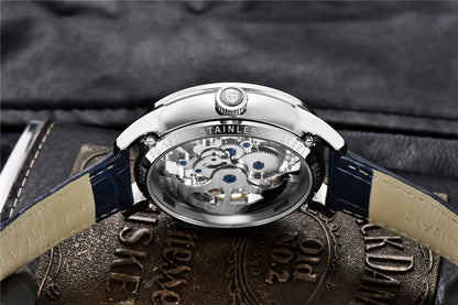 PAGANI DESIGN 2026 New Skeleton Men's Mechanical Watches Top Luxury Automatic Watch Men Blue Leather Waterproof Wrist watch Men