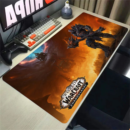 Naturelle Horde Alliance-muismat van rubber, grote bureaumat voor computer en toetsenbord, HD World of Warcraft-gamingmuismat met snelheidsoppervlak en gestikte rand