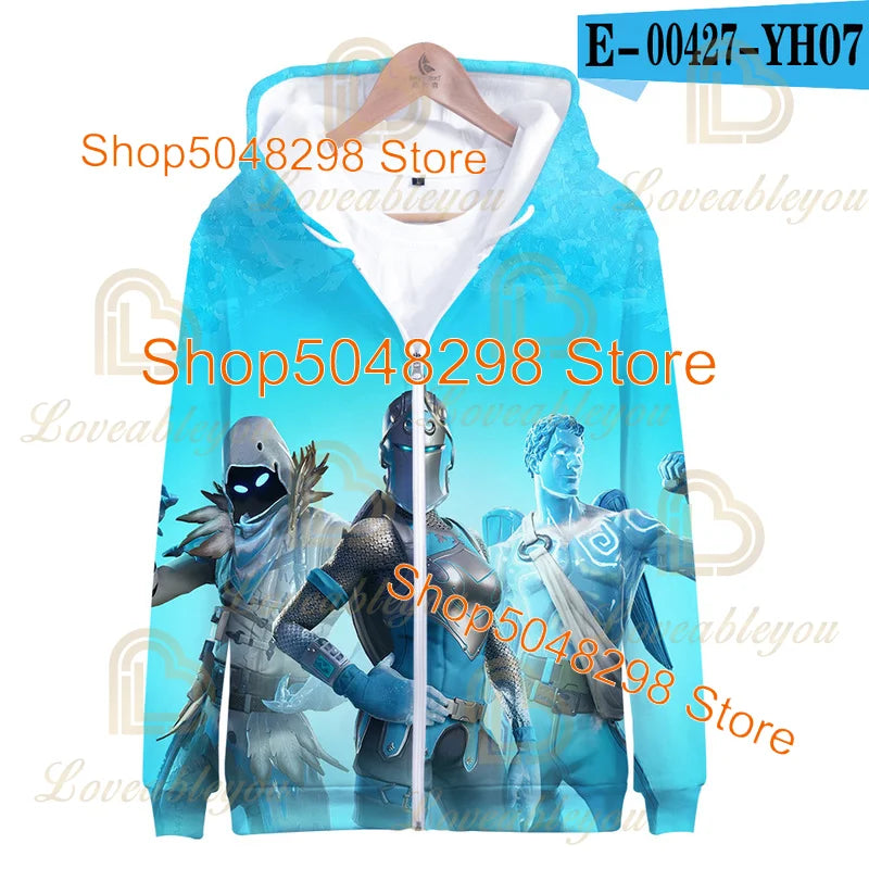 Fortnite Adults Kids Wear Kids Zipper Hoodies Game 3D Print Boys Girls Harajuku Sweatshirt Long Sleeve Tops Teen Clothes