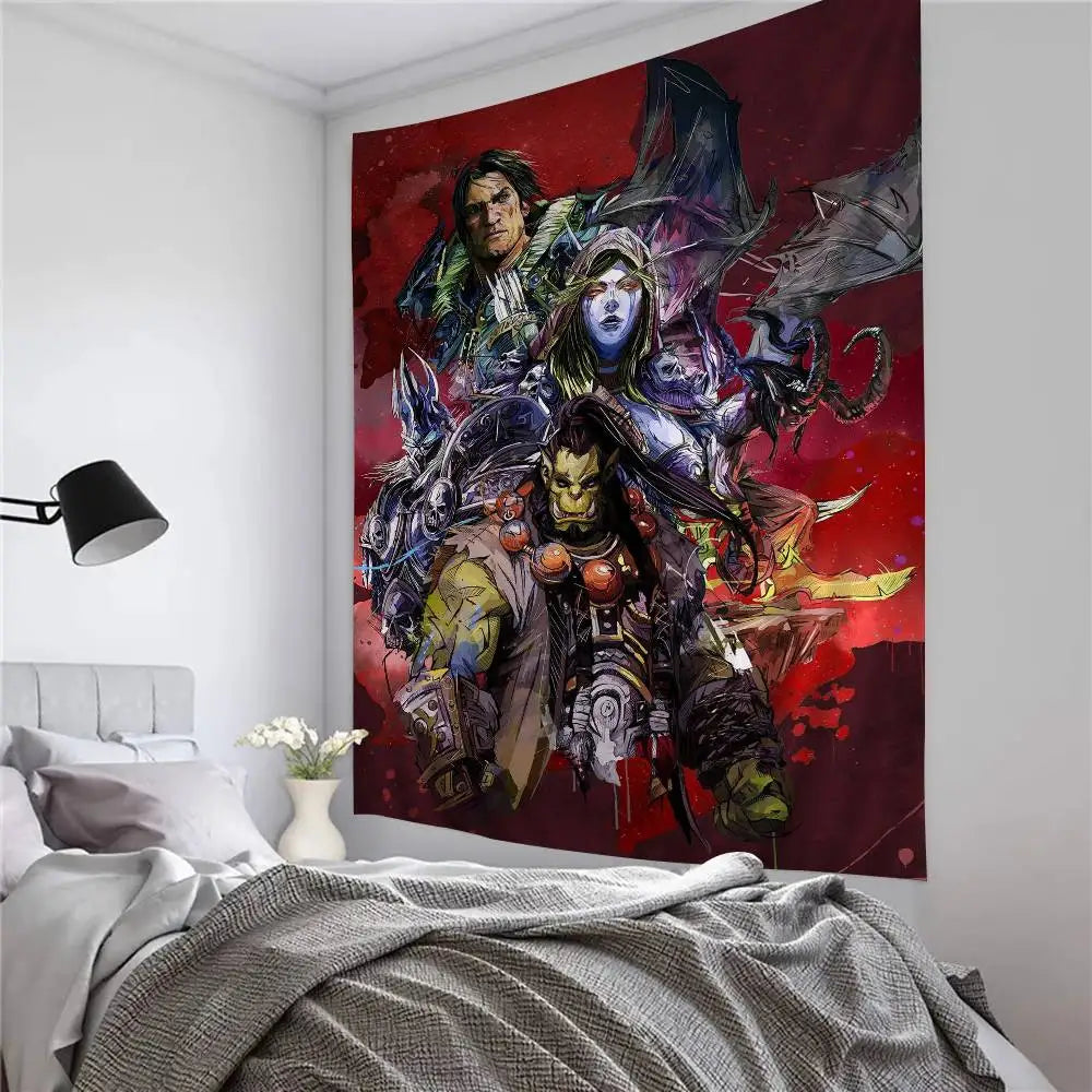 Vruća igra World of Warcraft, veliki zidni tapiserija s printom, jeftini hipi zidni ukrasi, boemski zidni tapiserije, mandala, kućni dekor