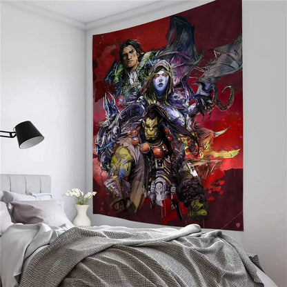 Vruća igra World of Warcraft, veliki zidni tapiserija s printom, jeftini hipi zidni ukrasi, boemski zidni tapiserije, mandala, kućni dekor
