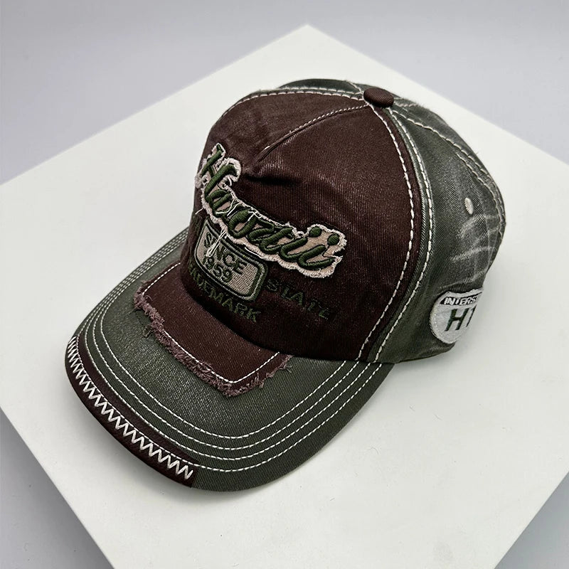 Gorras de béisbol vintage coreanas lavadas para hombre y mujer, de algodón, con cierre snapback, bordado de letras, versátiles, modernas e informales con efecto desgastado