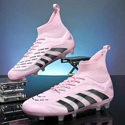Nouvelles chaussures de football professionnelles pour hommes, crampons de football antidérapants TF/FG, baskets pour garçons, chaussures de sport confortables à la cheville, unisexes