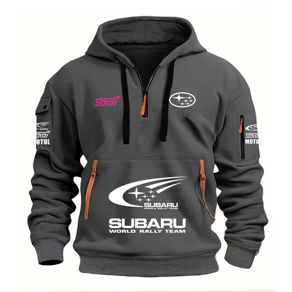 2026 New SUBARU Racing European Size Autumn/Winter Men's Hooded Kangaroo Pocket Hooded Sports Fleece Hoodie Top Coat