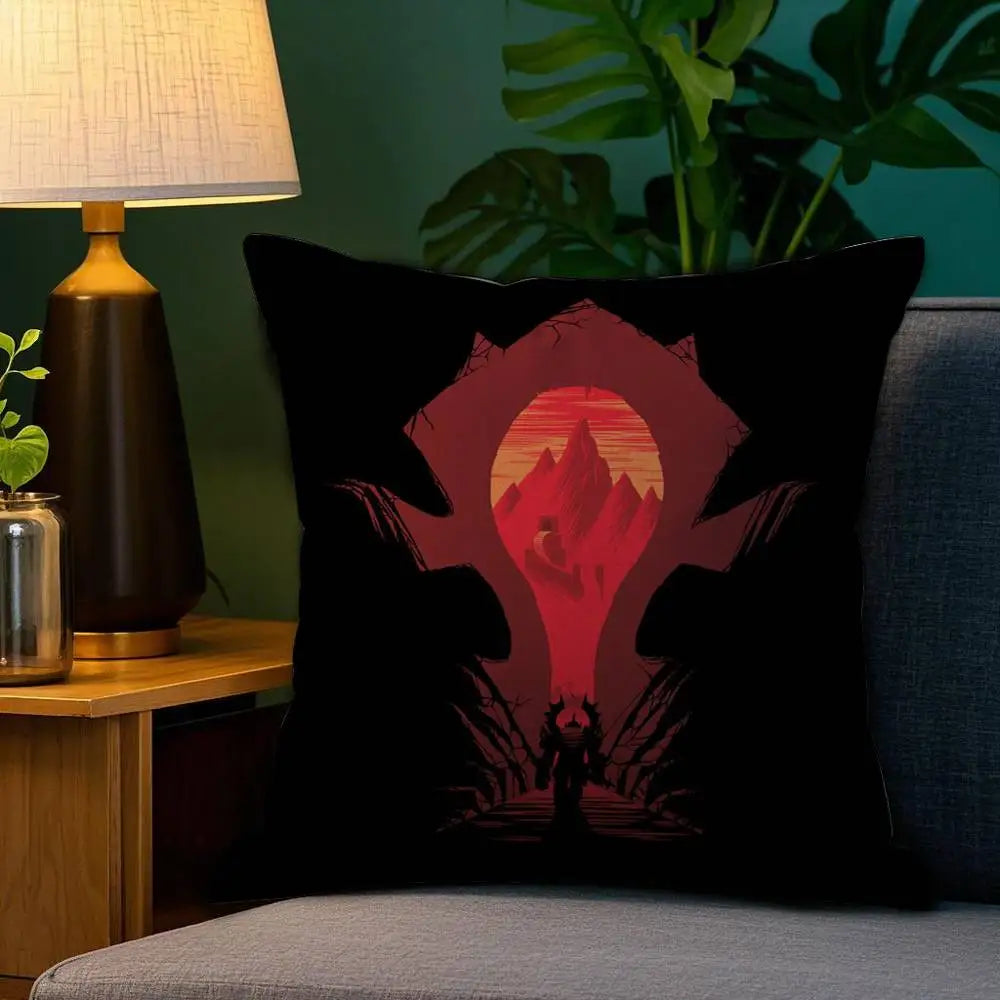 Warcrafts of World W-WOW Game Pillow Case Plush Fabric Soft Double Sided Print Sofa Cushion Cover Throw Pillow Covers