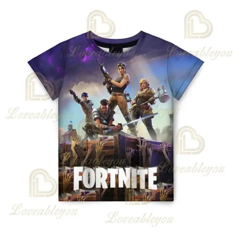 T-shirt 3D Battle Royale Fortnite — T-shirts para Homem e Mulher, Rapazes e Raparigas, Tops Cartoon Victory, Roupa Teen, Crianças, Herói de Jogo, T-shirts e Tops
