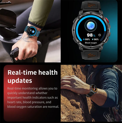 2026 T-Rex 3 Style Smartwatch for Men  1100mAh Battery, GPS, 10ATM Waterproof, Bluetooth Calling & Sports Tracker