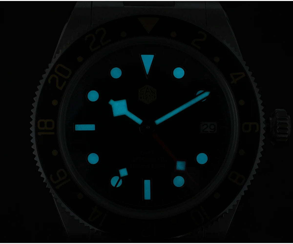 San Martin Root Beer Classic Vintage Luxury Men's Watch 39mm NH34 GMT Automatic Mechanical Watch Sapphire Waterproof 100m SN0109