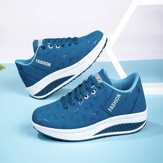 Women’s Outdoor Thick-Bottom Swinging Casual Shoes Fashion Platform Large 42 Flat-Bottom Walking Sports Shoes Walking and Running