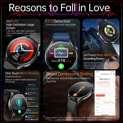 2025 Health Smartwatch for Xiaomi & Huawei ECG + PPG, Blood Pressure, SpO2, Body Analysis, Bluetooth Calling & NFC