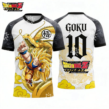 New Dragon Ball Super Saiyan Goku graphic football jersey Summer Sports Dry Quickly Men's T-Shirt Kid's Clothing Tee Y2k Woman