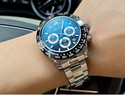 MEGIR Herrenuhr, Luxusmarke, Quarz-Sportuhr, Edelstahlarmband, wasserdicht, Chronograph, Armbanduhr