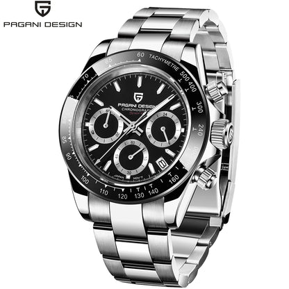 PAGANI DESIGN men’s chronograph watch – Luxury quartz wristwatch, luminous and water-resistant.