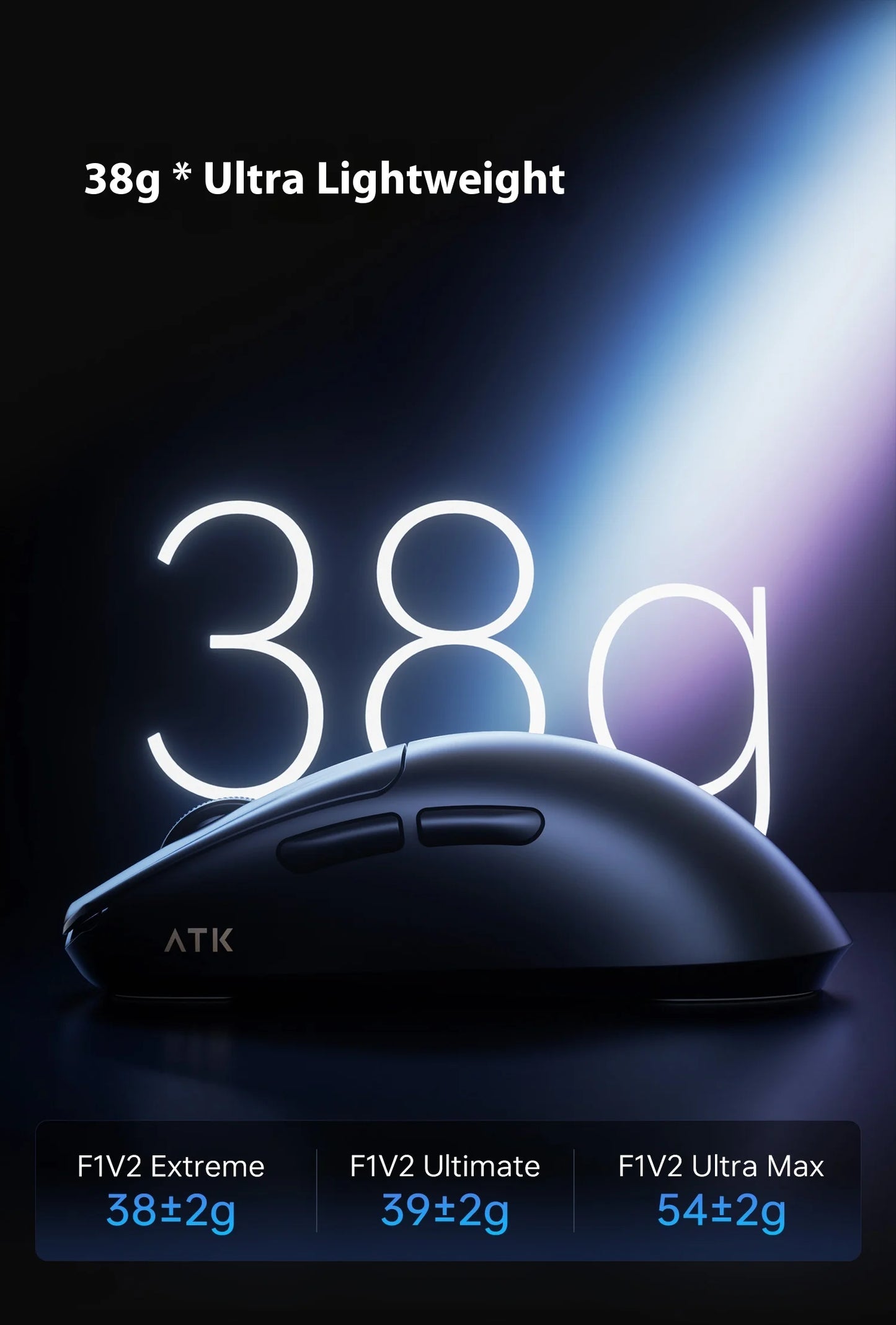 ATK F1 V2 Ultra MAX žaidimų pelė, belaidė, trijų režimų, PAW3950, dviguba 8k, lengva, ergonomiška e. sporto pelė, individualizuojamas PC priedas