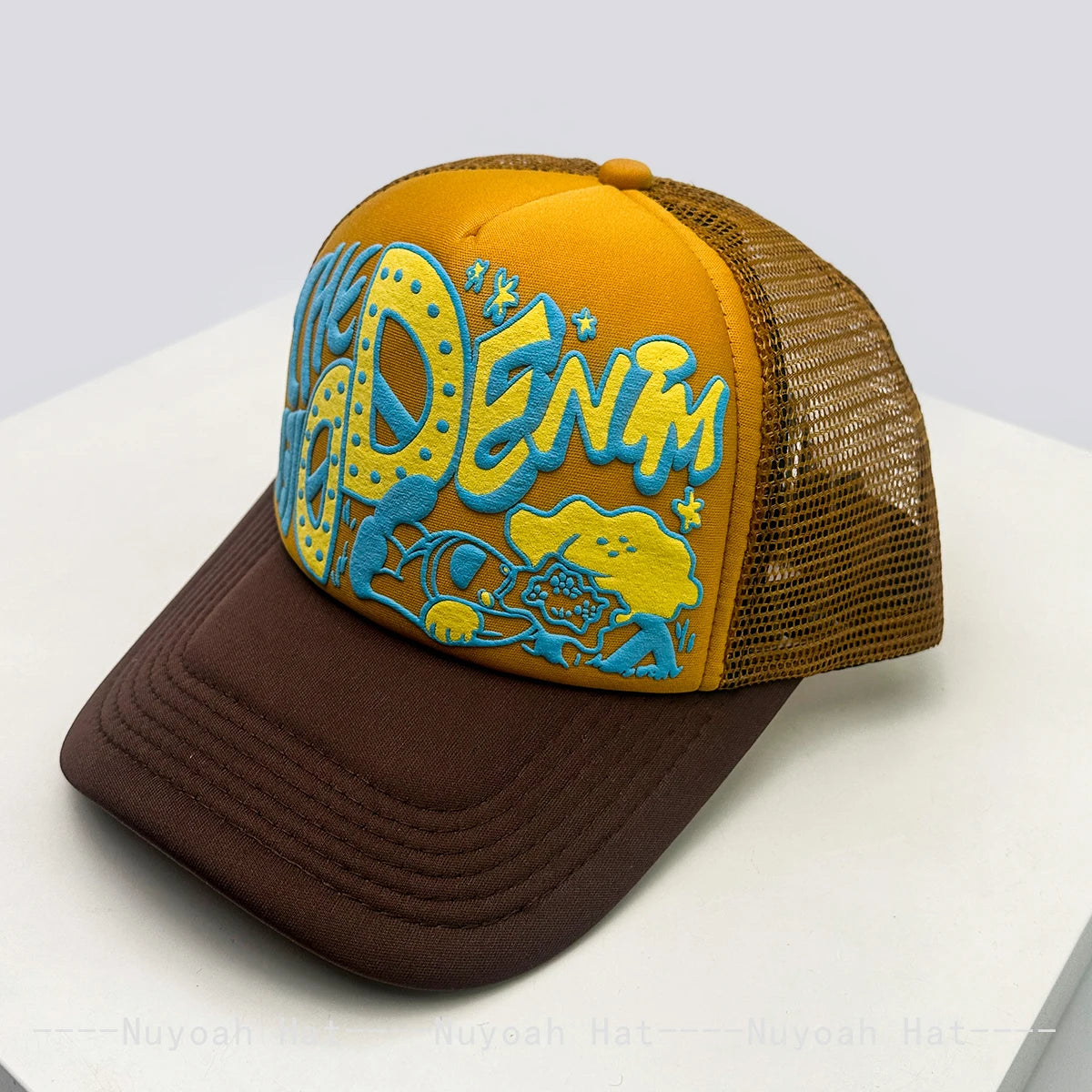 Șepci de baseball unisex interesante, cu litere imprimate 3D, cu parasolar, cu motive de desene animate, respirabile, cu blocuri de culori, șepci de camionagiu din plasă, versatile