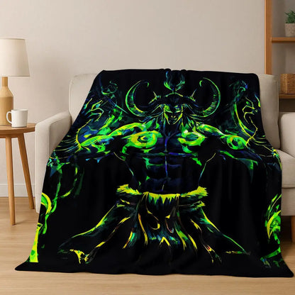 Pătură din flanel WOW World of Warcraft Arthas Demon Illidan Sylvanas, pled moale și confortabil pentru casă, dormitor, pat, canapea, husă, cadou