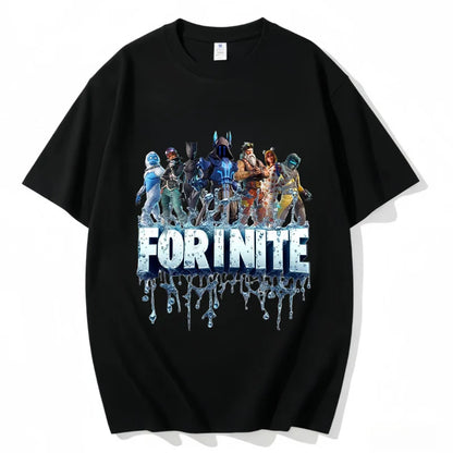 Fortnite Crew Neck T Shirt Unisex Adult Game Dance Fashion New Pure Cotton Short Sleeve Tops Perfect for Casual Wear Vacations