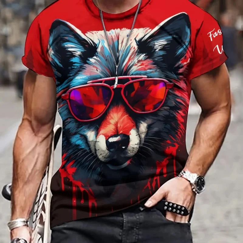 Camiseta para hombre con estampado 3D de oso, lobo y león. Camisetas con estampados de animales modernos. Camisetas informales de moda, oversize, deportivas y de estilo urbano con cuello redondo.