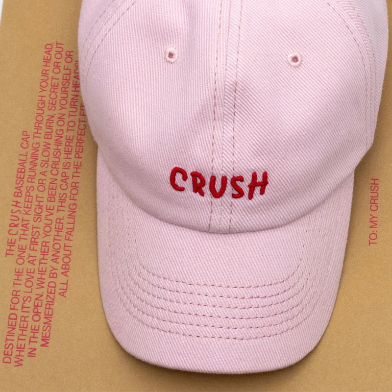 Унисекс бейзболни шапки с бродерия „crush“ – черни шапки с избродирани инициали „Dad Hat“ – 100% памук, подходящи за четири сезона