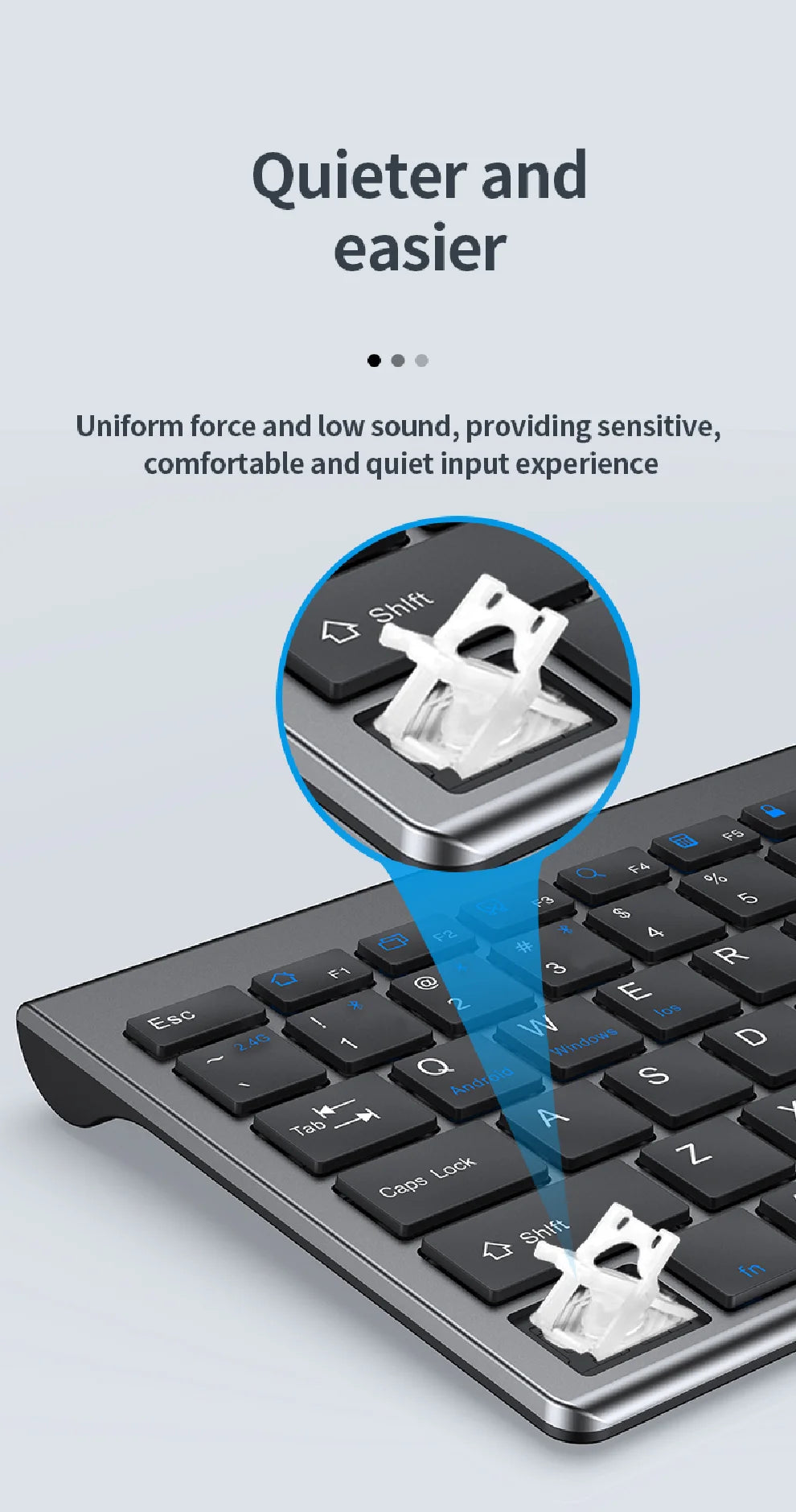 JOMAA Bluetooth-&2.4G-USB-Tastatur-und-Maus-Set für Laptop, Computer und iPad, wiederaufladbare kabellose Tastatur-und-Maus-Kombination, leise