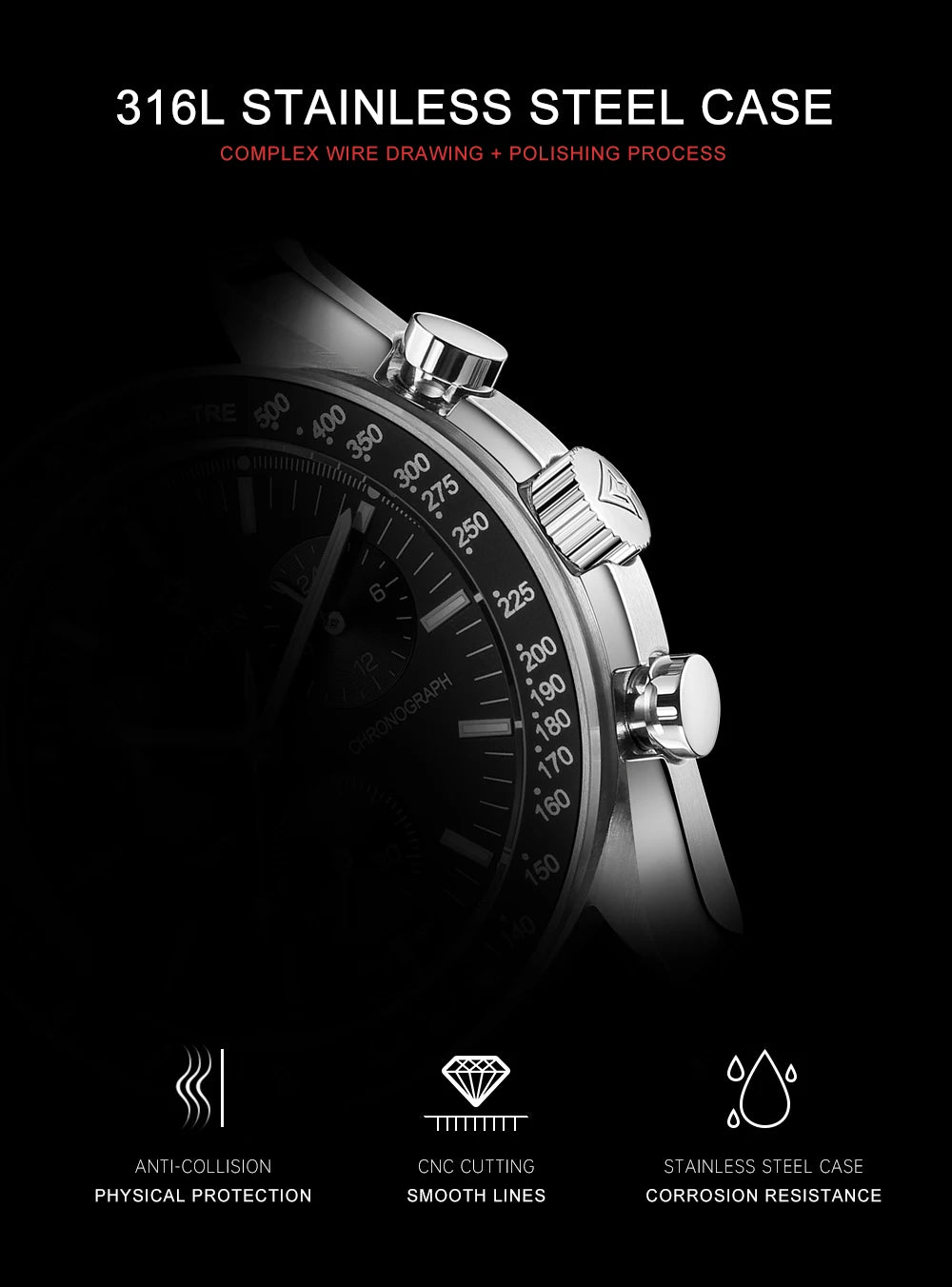 CADISEN Új férfi karórák Luxus kvarc karóra férfiaknak Zafír AR bevonatú üveg Vászon VK68 Speed Chronograph Automatikus