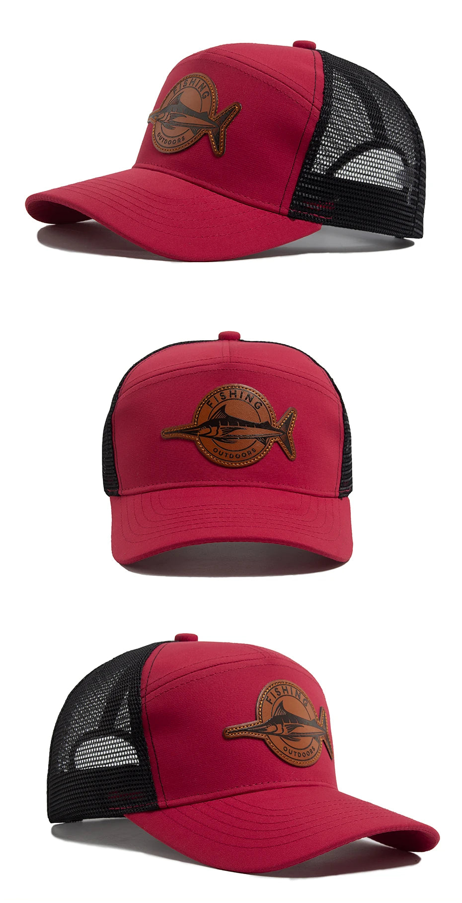 Shark Leather Label Men's Baseball Cap Casual 7 Panel Style Trucker Hat Fashion Hip Hop Mesh Caps Summer Women Visor Hats Unisex