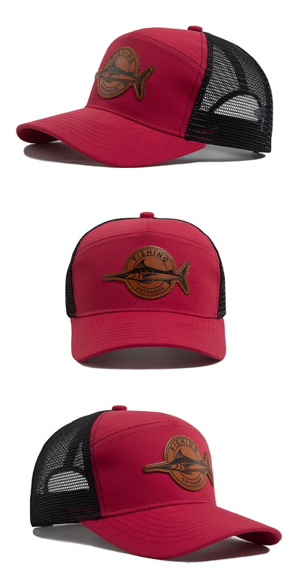 Shark Leather Label Men's Baseball Cap Casual 7 Panel Style Trucker Hat Fashion Hip Hop Mesh Caps Summer Women Visor Hats Unisex