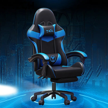 Chaise de jeu avec accoudoirs pivotants en cuir PU, chaise ergonomique avec 95–145 cm de hauteur °   Dossier réglable et pieds en nylon à cinq branches