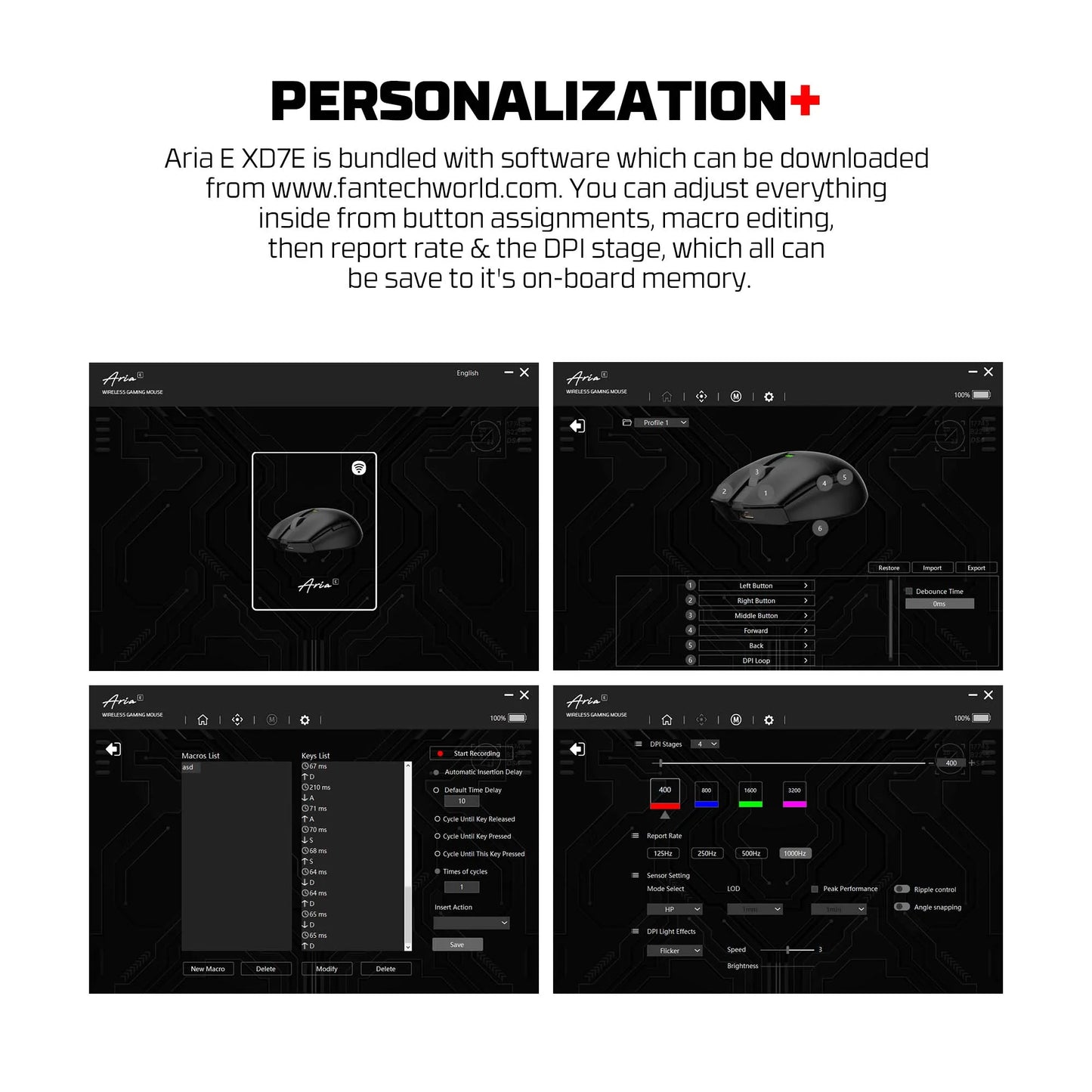 FANTECH Aria XD7E 2.4G Wireless Gaming Mouse PixArt 3311 1000Hz 59g Lightweight Gamer Mice For PC Laptop